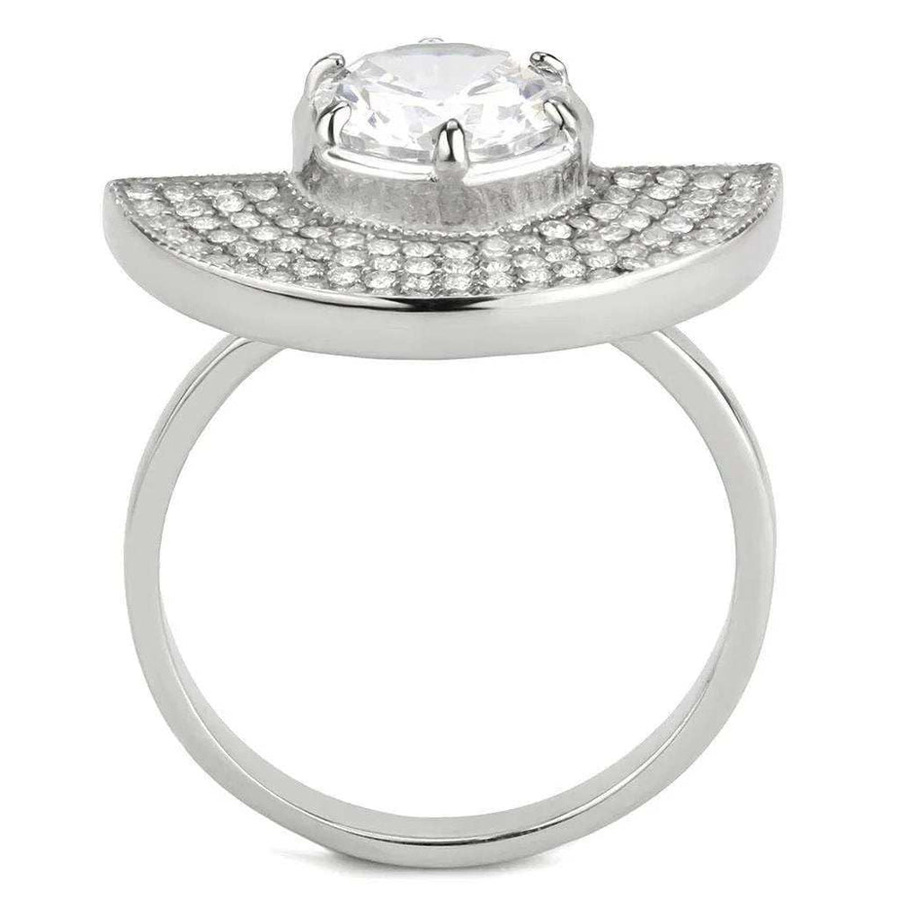 Alamode No Plating Stainless Steel Ring with AAA Grade CZ in Clear - Alamode - Flyclothing LLC