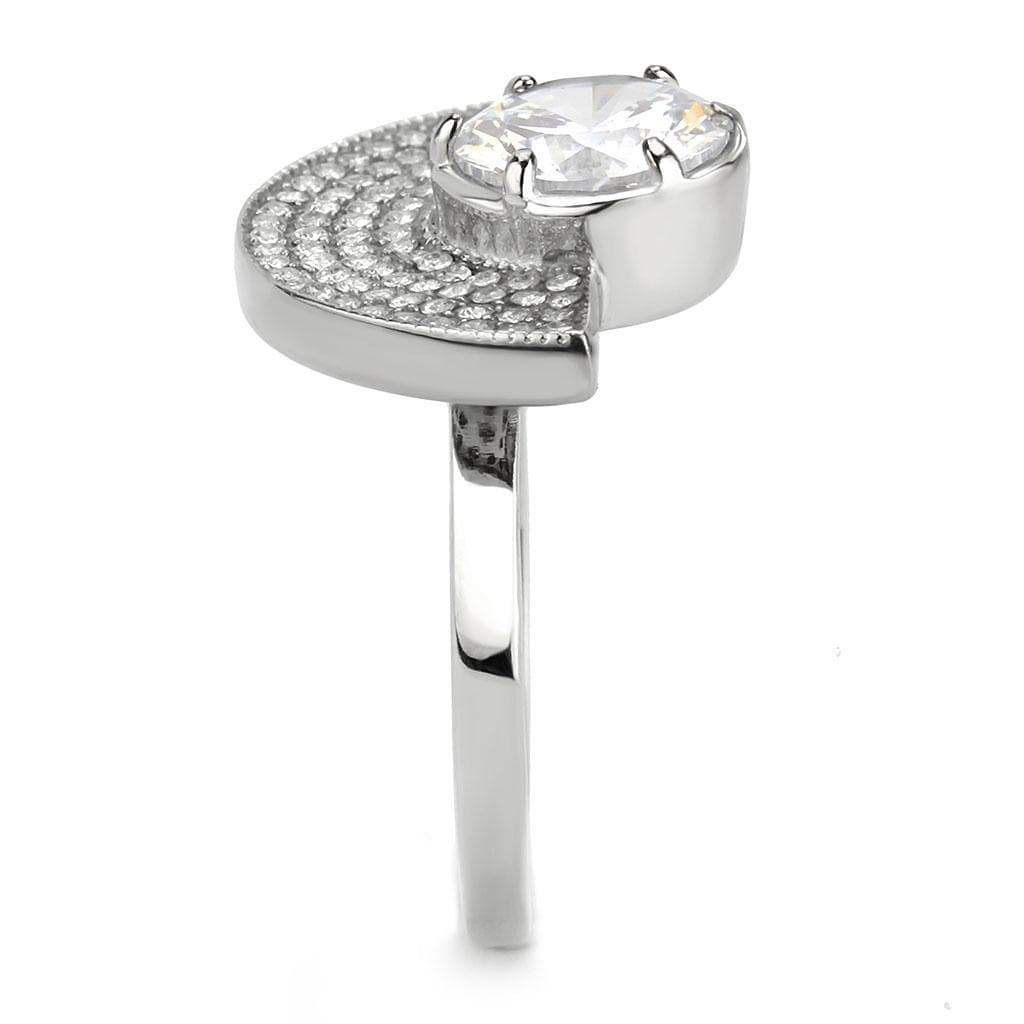 Alamode No Plating Stainless Steel Ring with AAA Grade CZ in Clear - Alamode - Flyclothing LLC