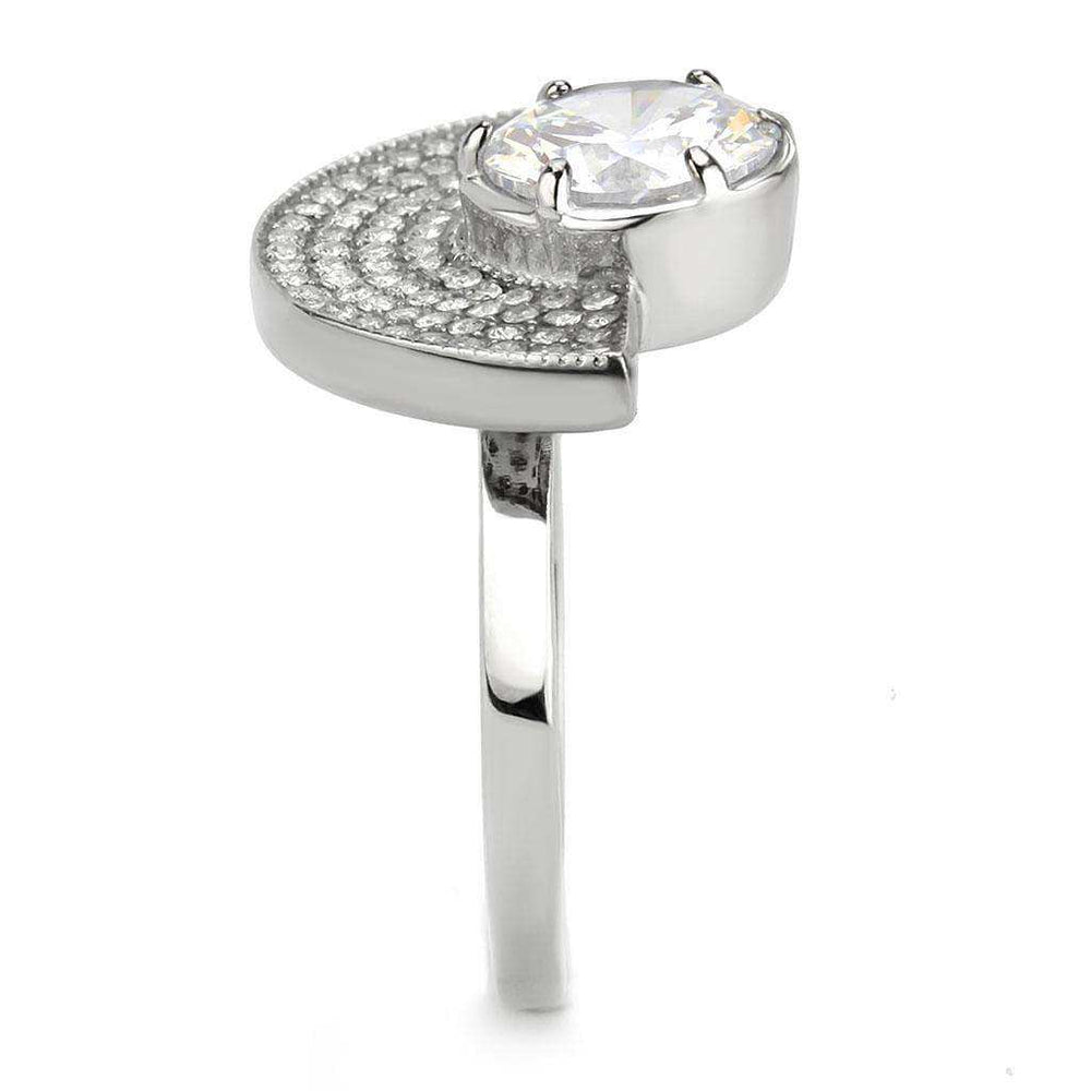 Alamode No Plating Stainless Steel Ring with AAA Grade CZ in Clear - Alamode - Flyclothing LLC