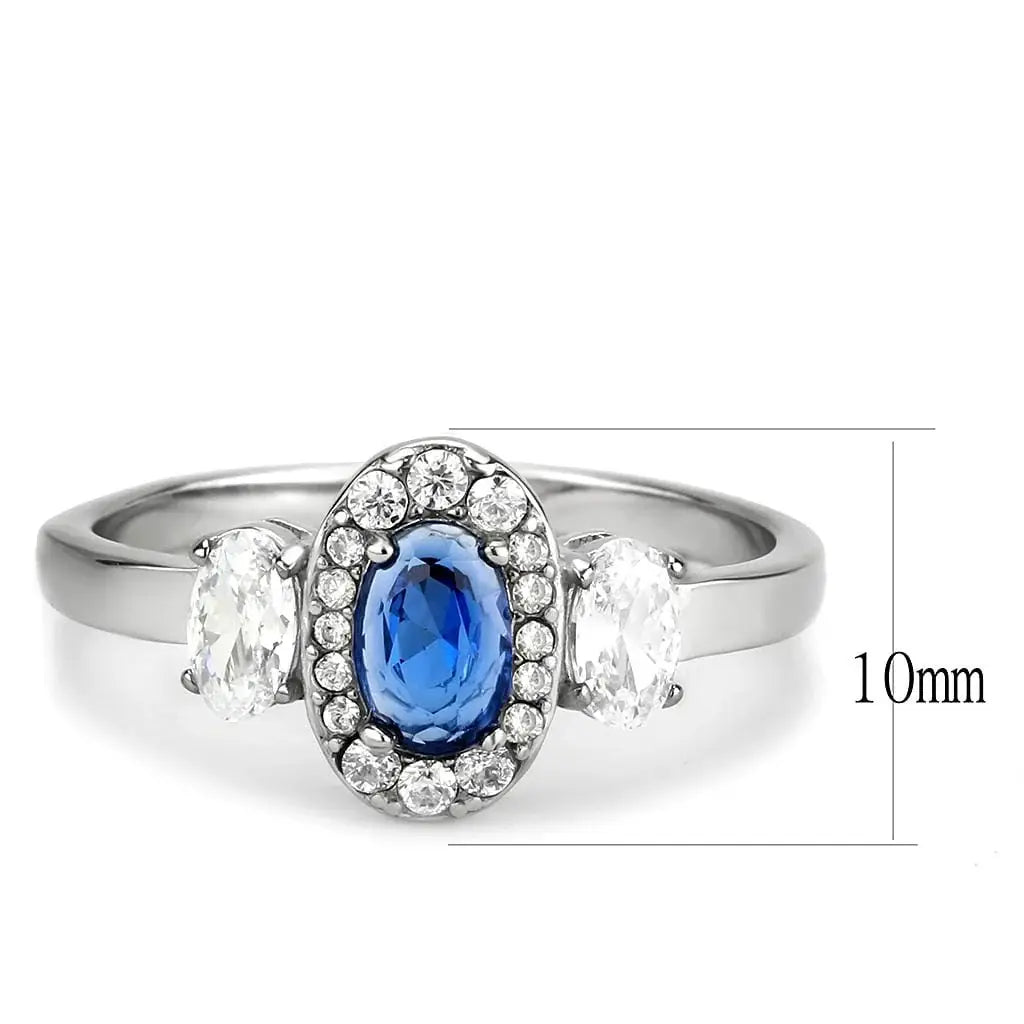 Alamode No Plating Stainless Steel Ring with Synthetic Spinel in London Blue - Alamode - Flyclothing LLC