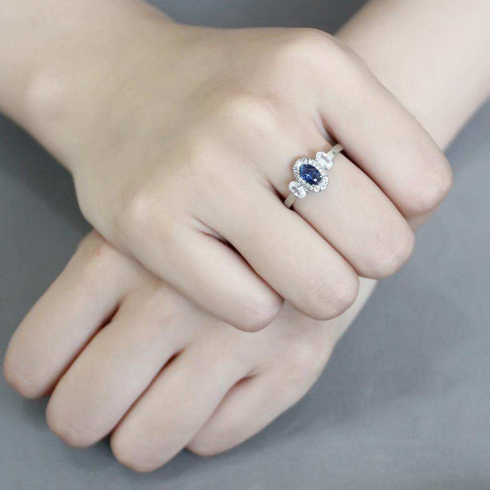 Alamode No Plating Stainless Steel Ring with Synthetic Spinel in London Blue - Alamode - Flyclothing LLC