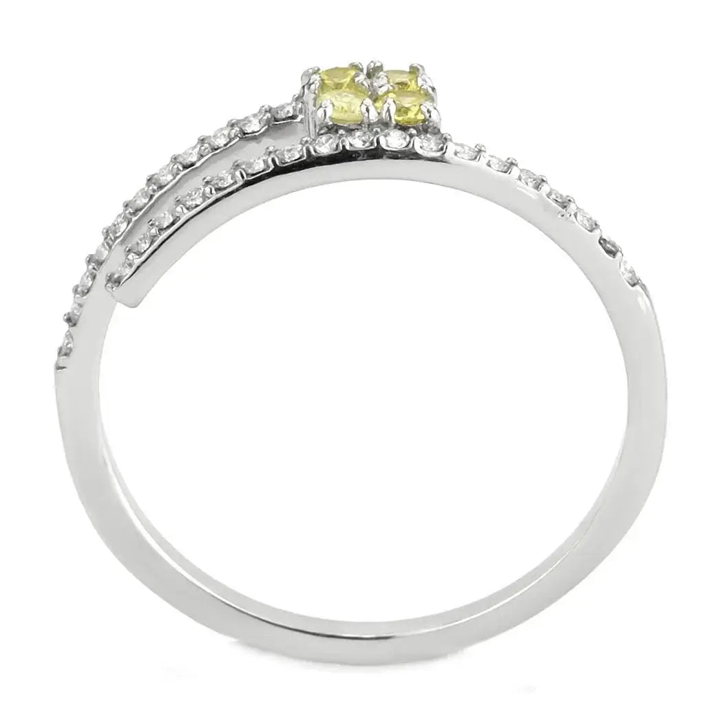 Alamode No Plating Stainless Steel Ring with AAA Grade CZ in Topaz - Alamode - Flyclothing LLC