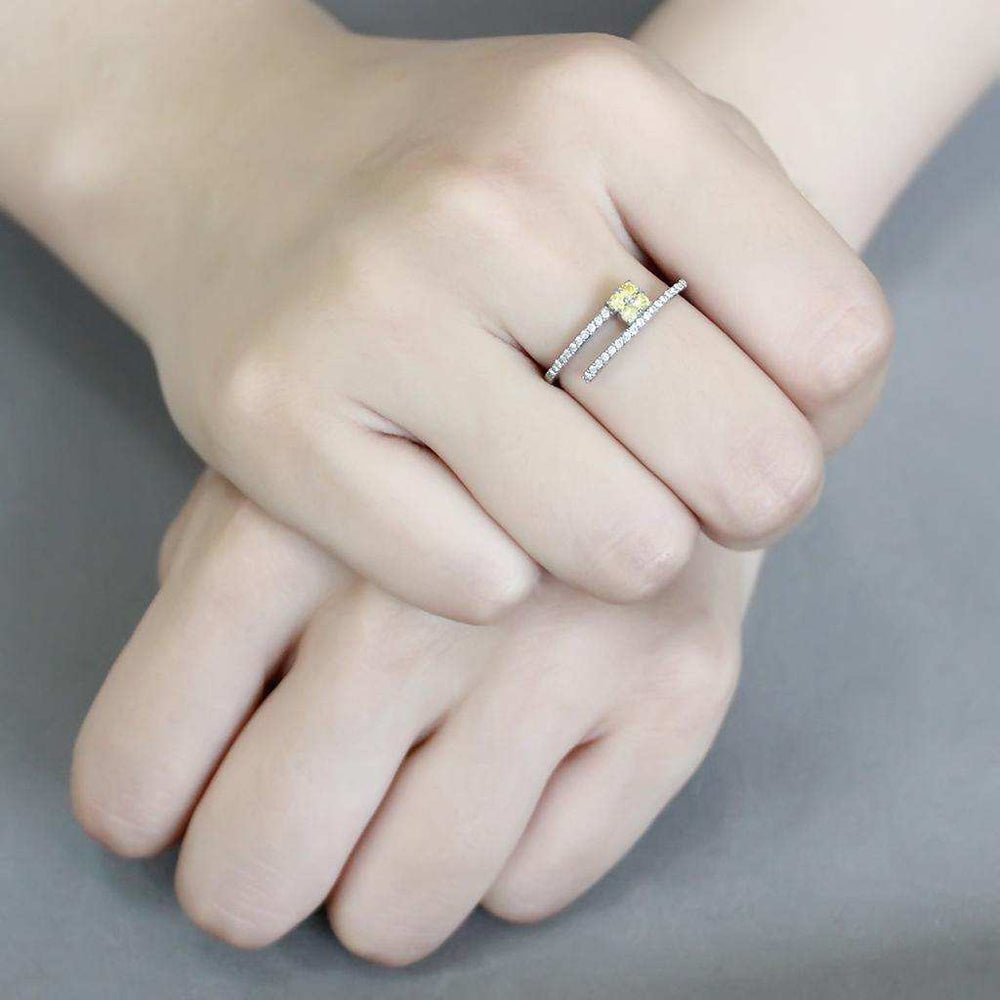 Alamode No Plating Stainless Steel Ring with AAA Grade CZ in Topaz - Alamode - Flyclothing LLC