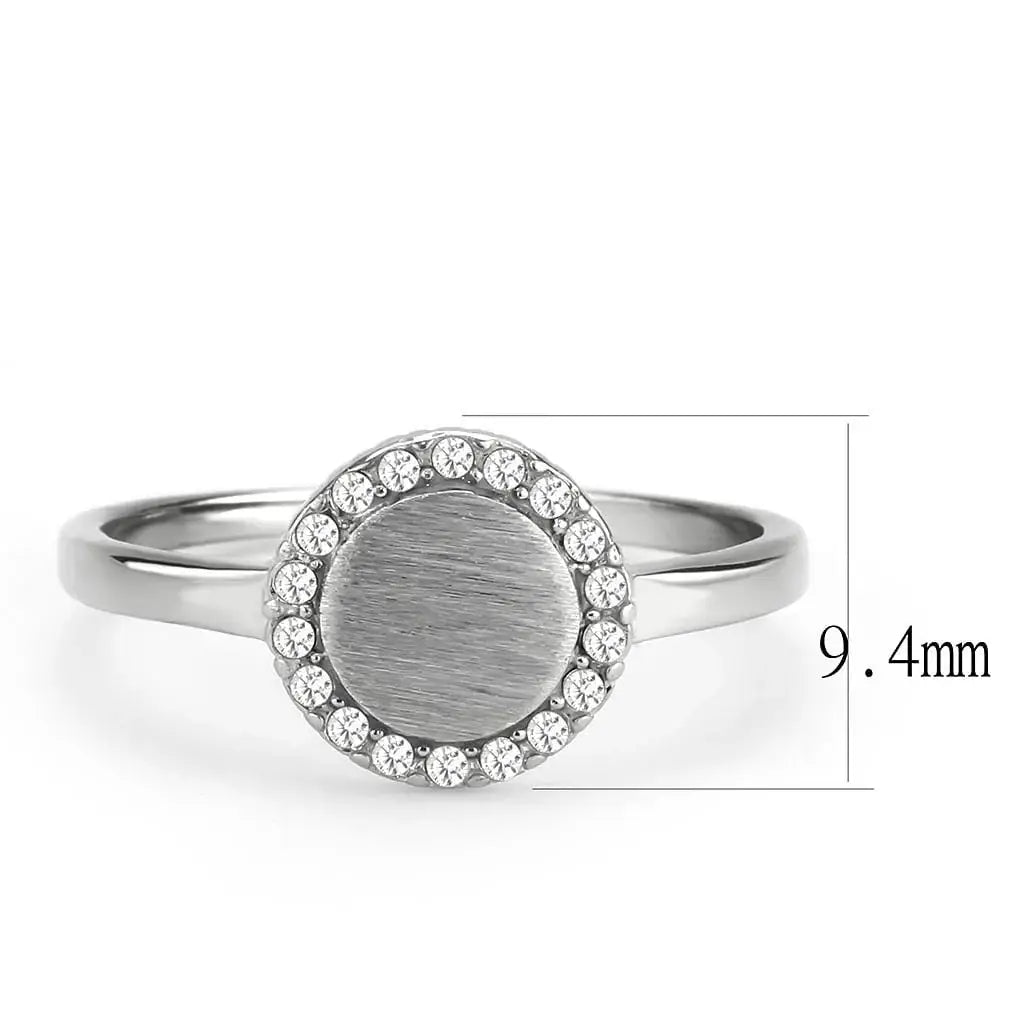Alamode No Plating Stainless Steel Ring with AAA Grade CZ in Clear - Alamode - Flyclothing LLC