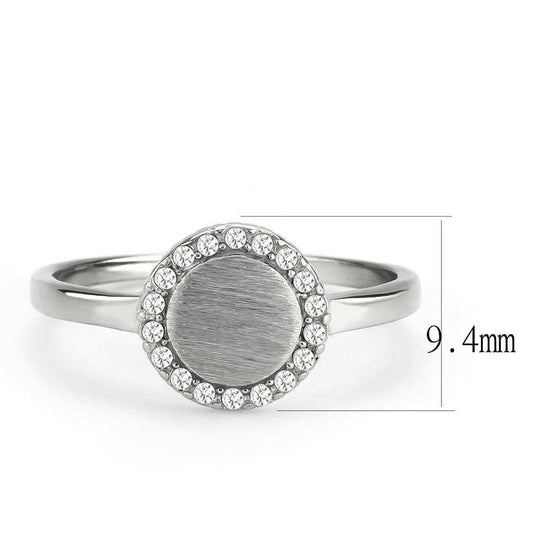 Alamode No Plating Stainless Steel Ring with AAA Grade CZ in Clear - Alamode - Flyclothing LLC