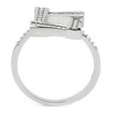 Alamode No Plating Stainless Steel Ring with AAA Grade CZ in Clear - Alamode - Flyclothing LLC