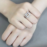 Alamode No Plating Stainless Steel Ring with AAA Grade CZ in Clear - Alamode - Flyclothing LLC