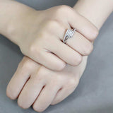 Alamode No Plating Stainless Steel Ring with AAA Grade CZ in Clear - Alamode - Flyclothing LLC