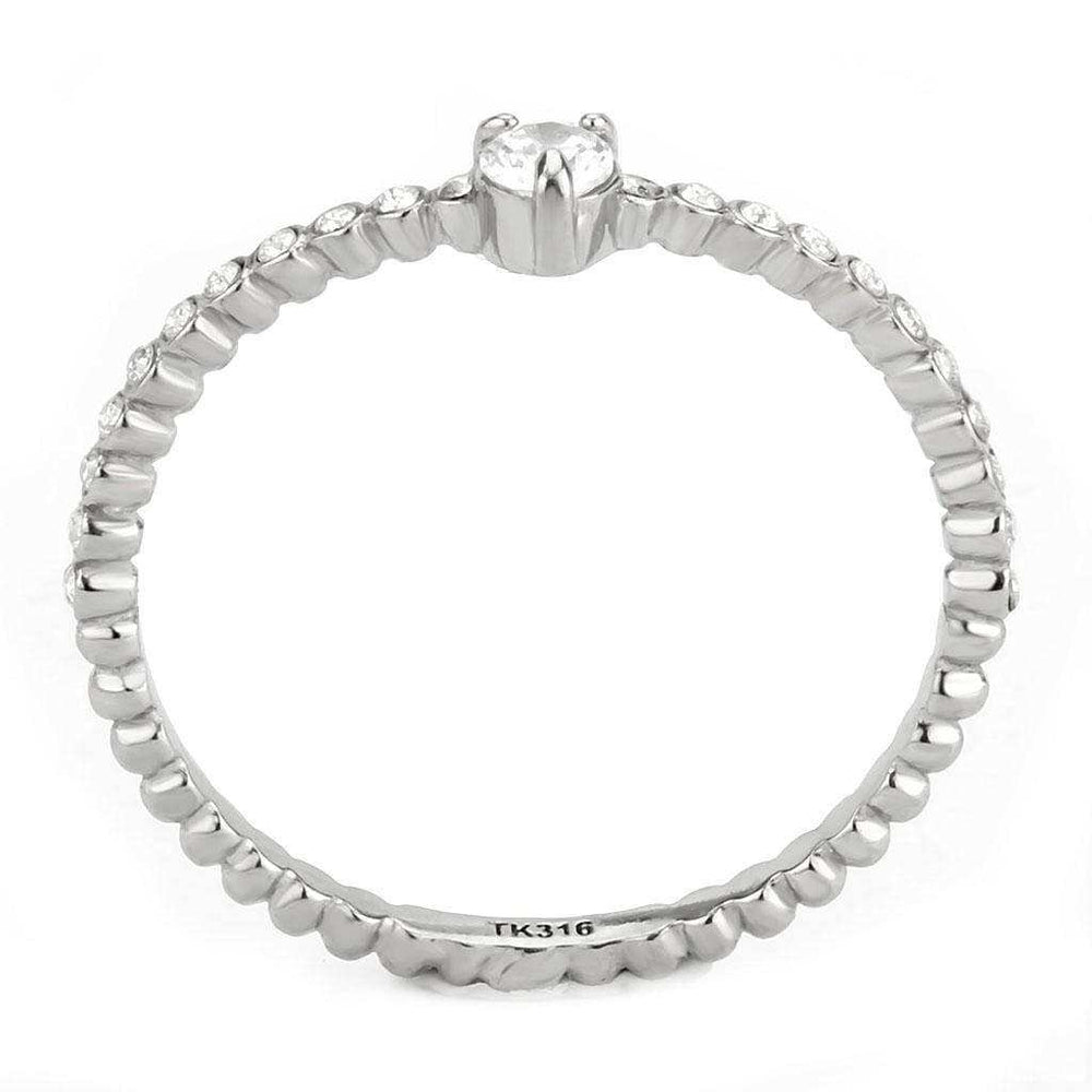 Alamode No Plating Stainless Steel Ring with AAA Grade CZ in Clear - Alamode - Flyclothing LLC