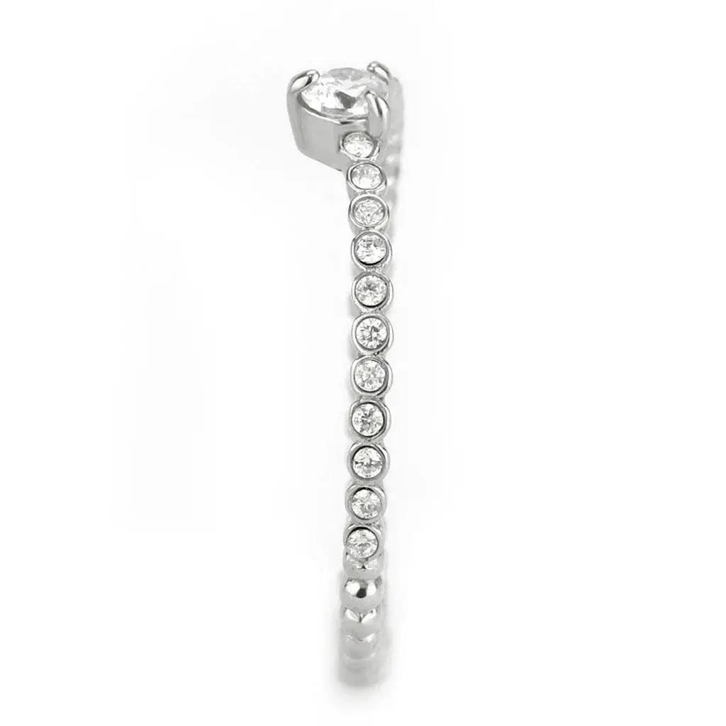 Alamode No Plating Stainless Steel Ring with AAA Grade CZ in Clear - Alamode - Flyclothing LLC