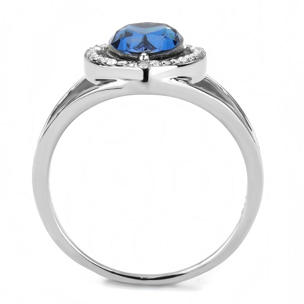 Alamode High polished (no plating) Stainless Steel Ring with Top Grade Crystal in Montana
