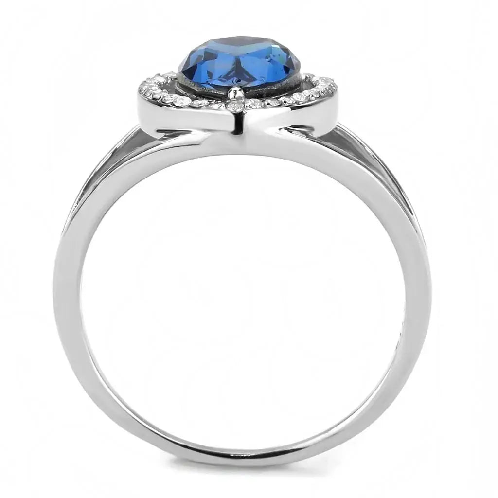 Alamode High polished (no plating) Stainless Steel Ring with Top Grade Crystal in Montana - Alamode - Flyclothing LLC