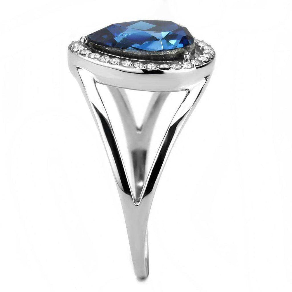Alamode High polished (no plating) Stainless Steel Ring with Top Grade Crystal in Montana - Alamode - Flyclothing LLC