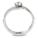 Alamode High polished (no plating) Stainless Steel Ring with AAA Grade CZ in Clear - Alamode - Flyclothing LLC