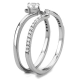 Alamode High polished (no plating) Stainless Steel Ring with AAA Grade CZ in Clear - Alamode - Flyclothing LLC