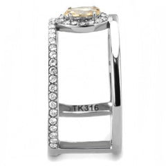 Alamode High polished (no plating) Stainless Steel Ring with AAA Grade CZ in Champagne - Alamode