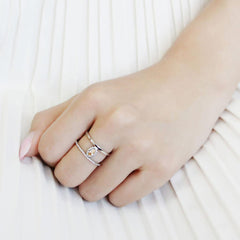 Alamode High polished (no plating) Stainless Steel Ring with AAA Grade CZ in Champagne - Alamode