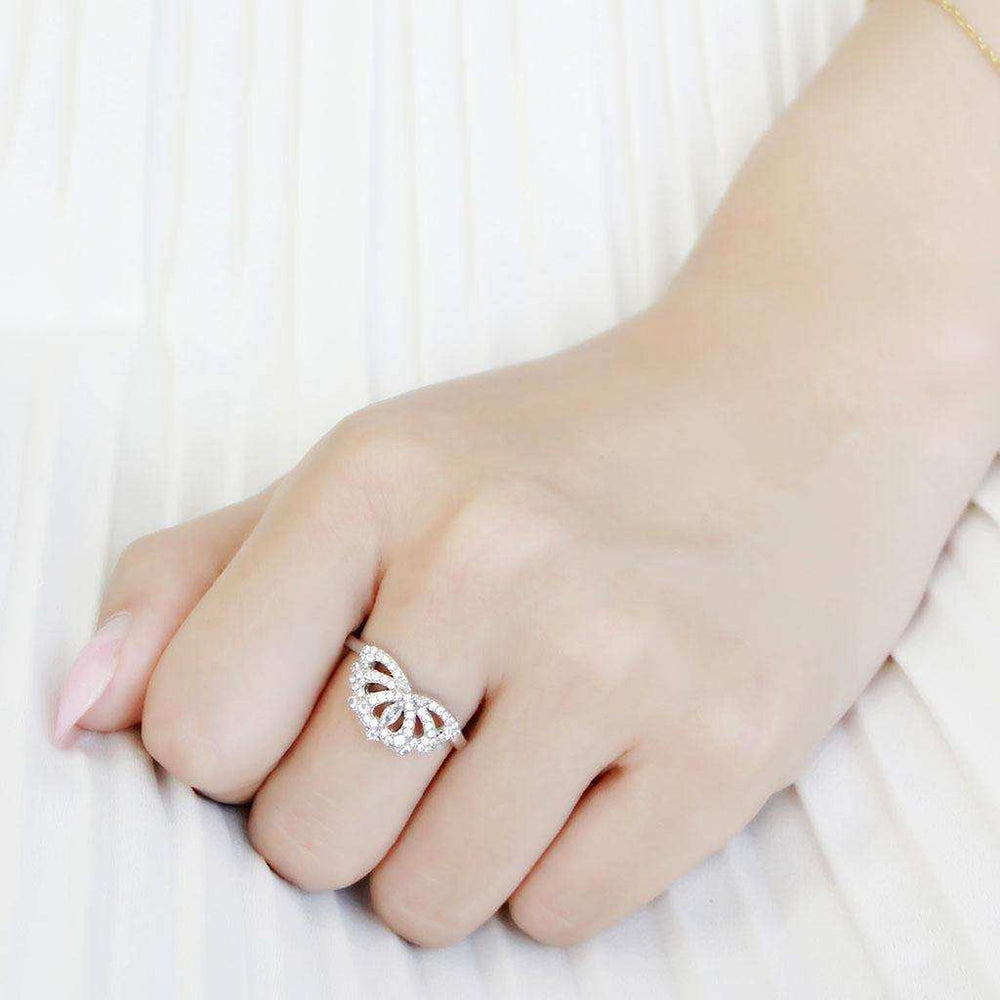 Alamode High polished (no plating) Stainless Steel Ring with AAA Grade CZ in Clear - Alamode - Flyclothing LLC