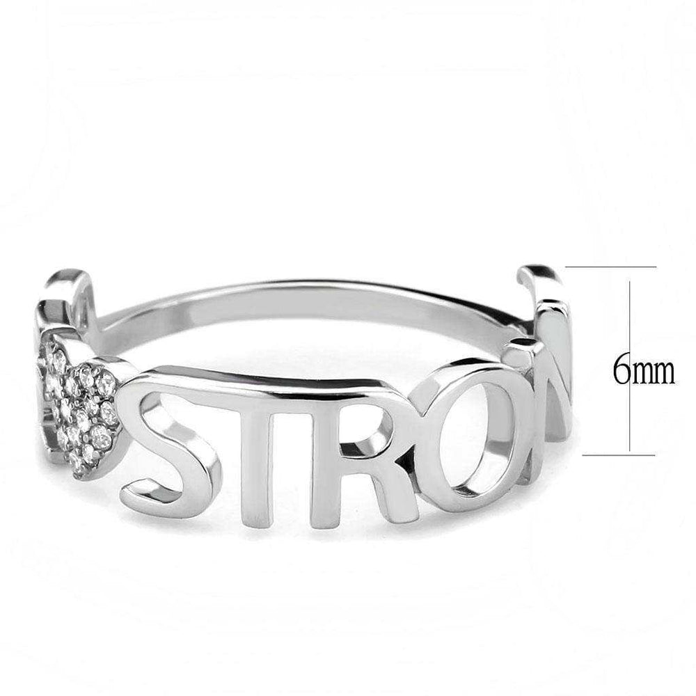 Alamode High polished (no plating) Stainless Steel Ring with AAA Grade CZ in Clear - Alamode - Flyclothing LLC