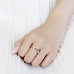 Alamode High polished (no plating) Stainless Steel Ring with AAA Grade CZ in Clear - Alamode