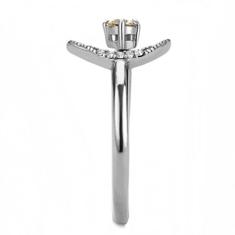 Alamode High polished (no plating) Stainless Steel Ring with AAA Grade CZ in Champagne - Alamode - Flyclothing LLC
