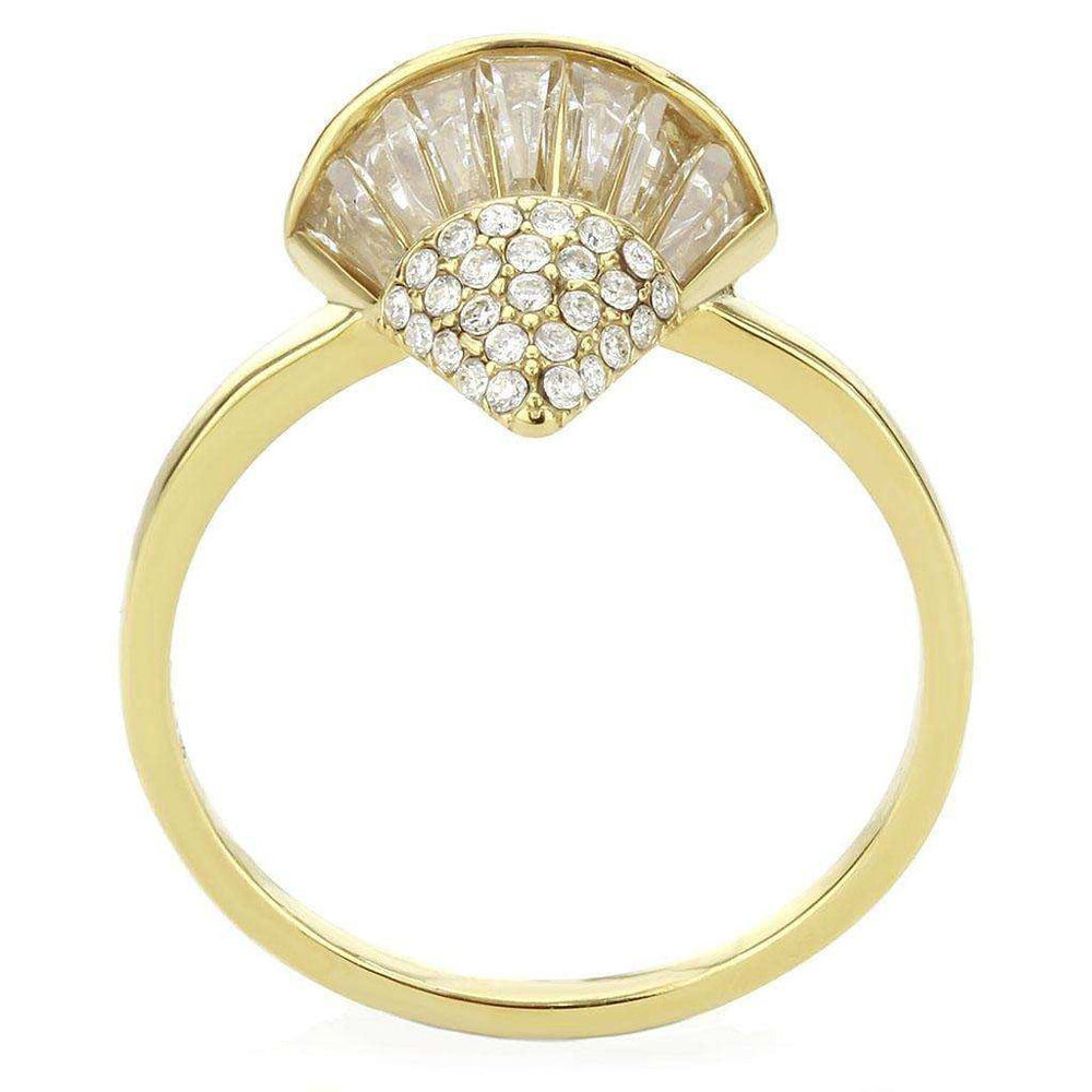 Alamode IP Gold(Ion Plating) Stainless Steel Ring with AAA Grade CZ in Clear - Alamode - Flyclothing LLC