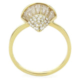 Alamode IP Gold(Ion Plating) Stainless Steel Ring with AAA Grade CZ in Clear - Alamode - Flyclothing LLC