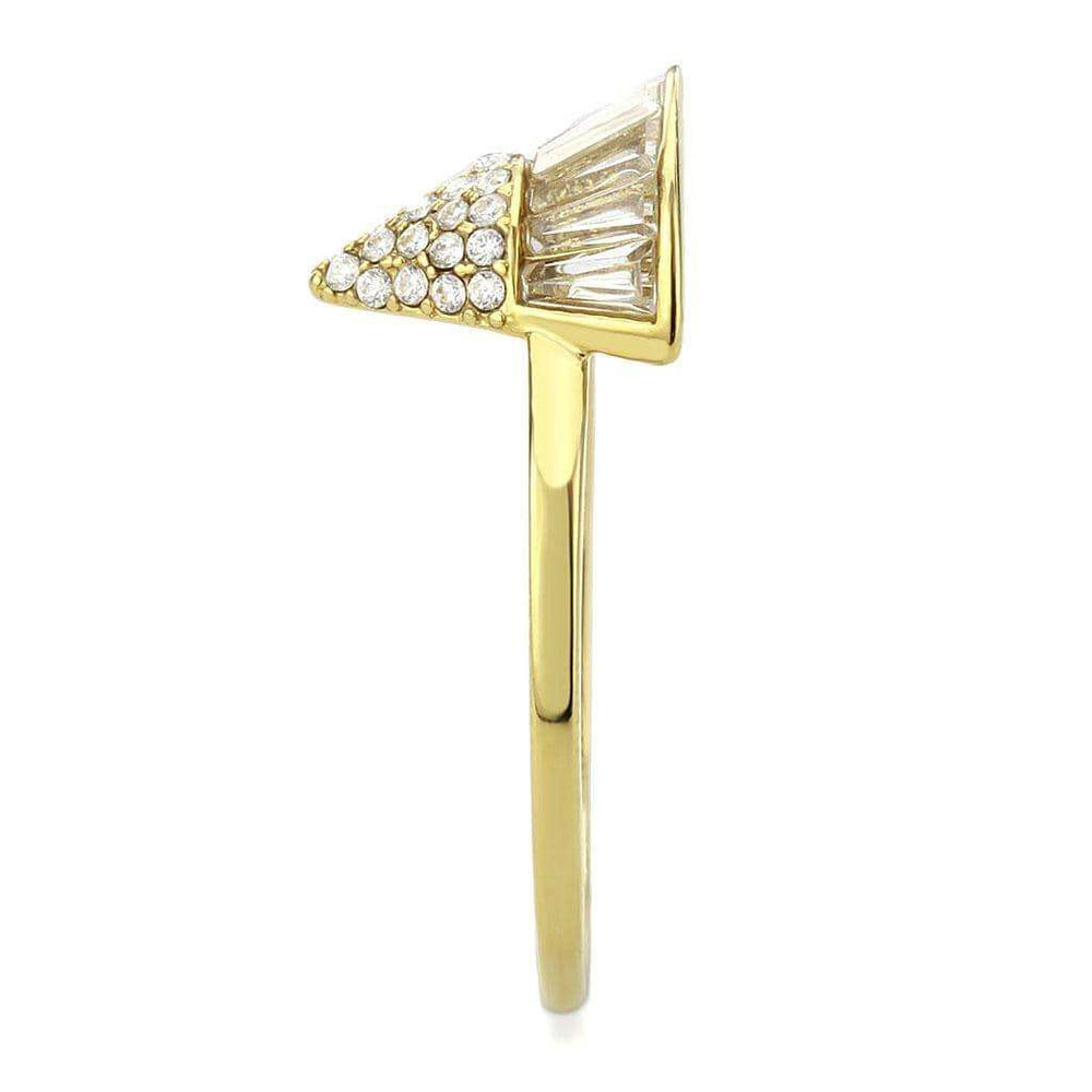 Alamode IP Gold(Ion Plating) Stainless Steel Ring with AAA Grade CZ in Clear - Alamode - Flyclothing LLC