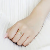 Alamode IP Gold(Ion Plating) Stainless Steel Ring with AAA Grade CZ in Clear - Alamode - Flyclothing LLC