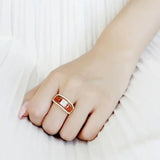 Alamode IP Gold(Ion Plating) Stainless Steel Ring with AAA Grade CZ in Garnet - Alamode - Flyclothing LLC