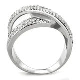 Alamode High polished (no plating) Stainless Steel Ring with AAA Grade CZ in Clear - Alamode - Flyclothing LLC
