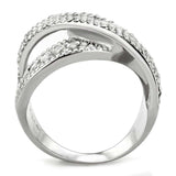 Alamode High polished (no plating) Stainless Steel Ring with AAA Grade CZ in Clear - Alamode - Flyclothing LLC