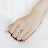 Alamode High polished (no plating) Stainless Steel Ring with AAA Grade CZ in Clear - Alamode - Flyclothing LLC