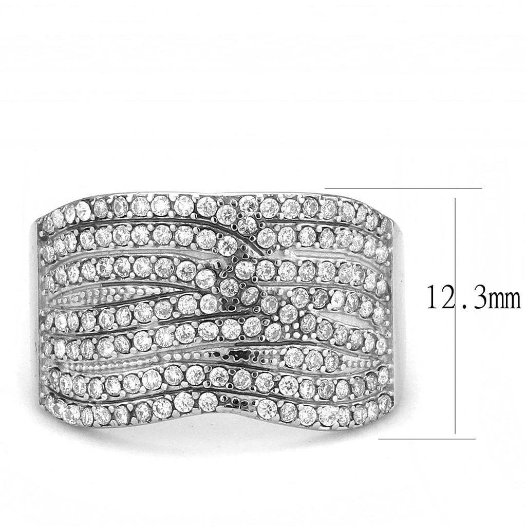 Alamode High polished (no plating) Stainless Steel Ring with AAA Grade CZ in Clear - Alamode - Flyclothing LLC