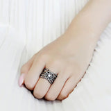 Alamode IP Black(Ion Plating) Stainless Steel Ring with AAA Grade CZ in Clear - Alamode - Flyclothing LLC
