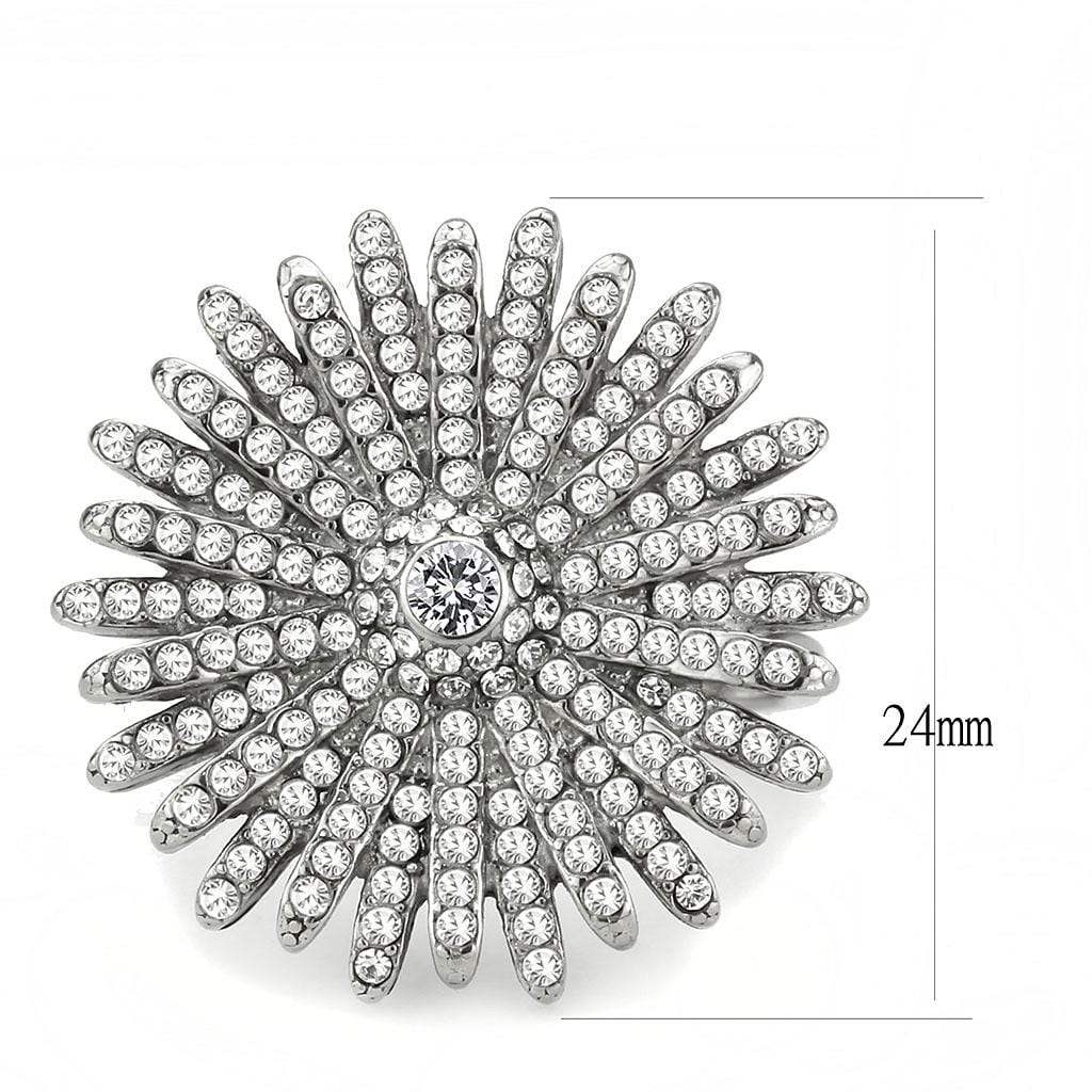 Alamode High polished (no plating) Stainless Steel Ring with AAA Grade CZ in Clear - Alamode - Flyclothing LLC