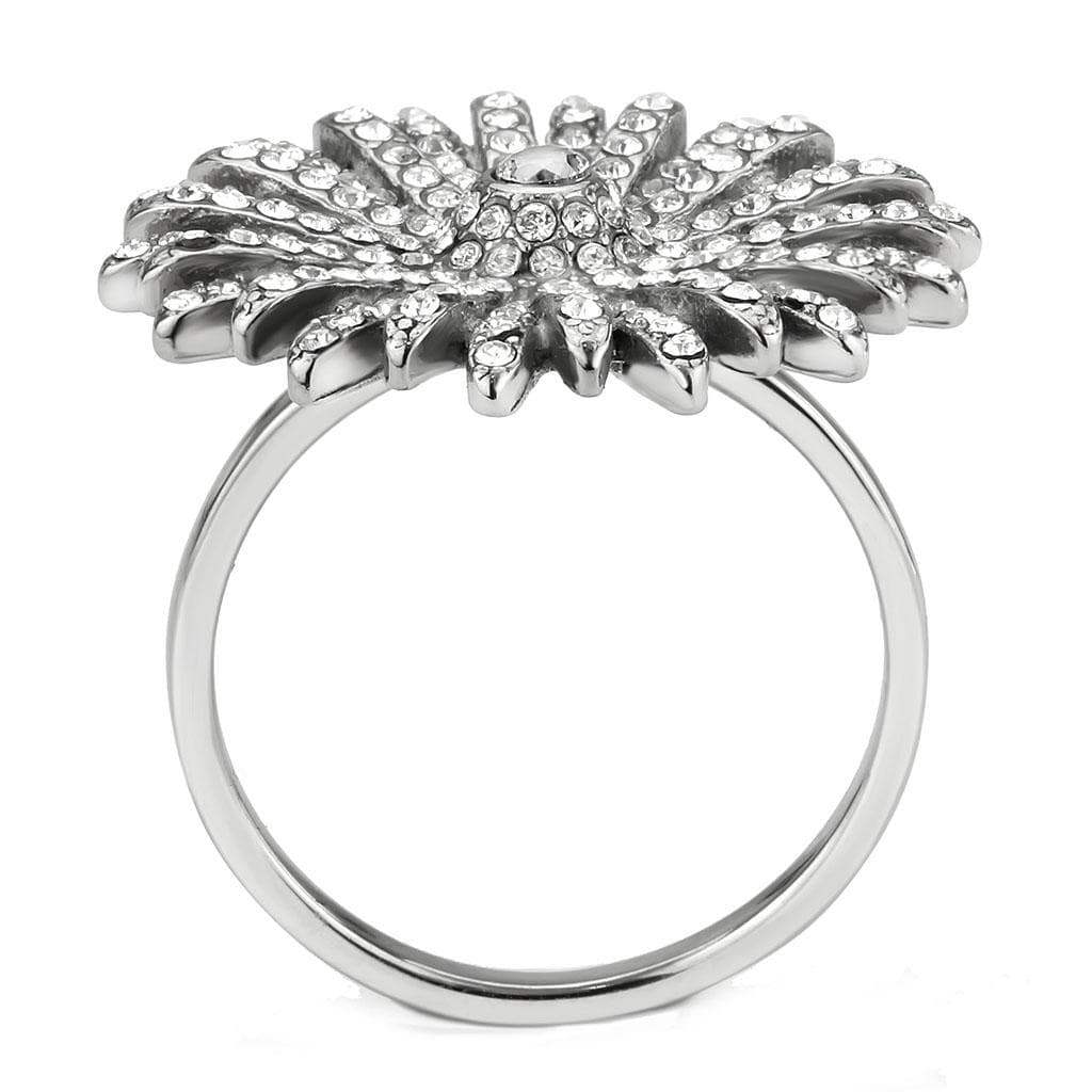Alamode High polished (no plating) Stainless Steel Ring with AAA Grade CZ in Clear - Alamode - Flyclothing LLC
