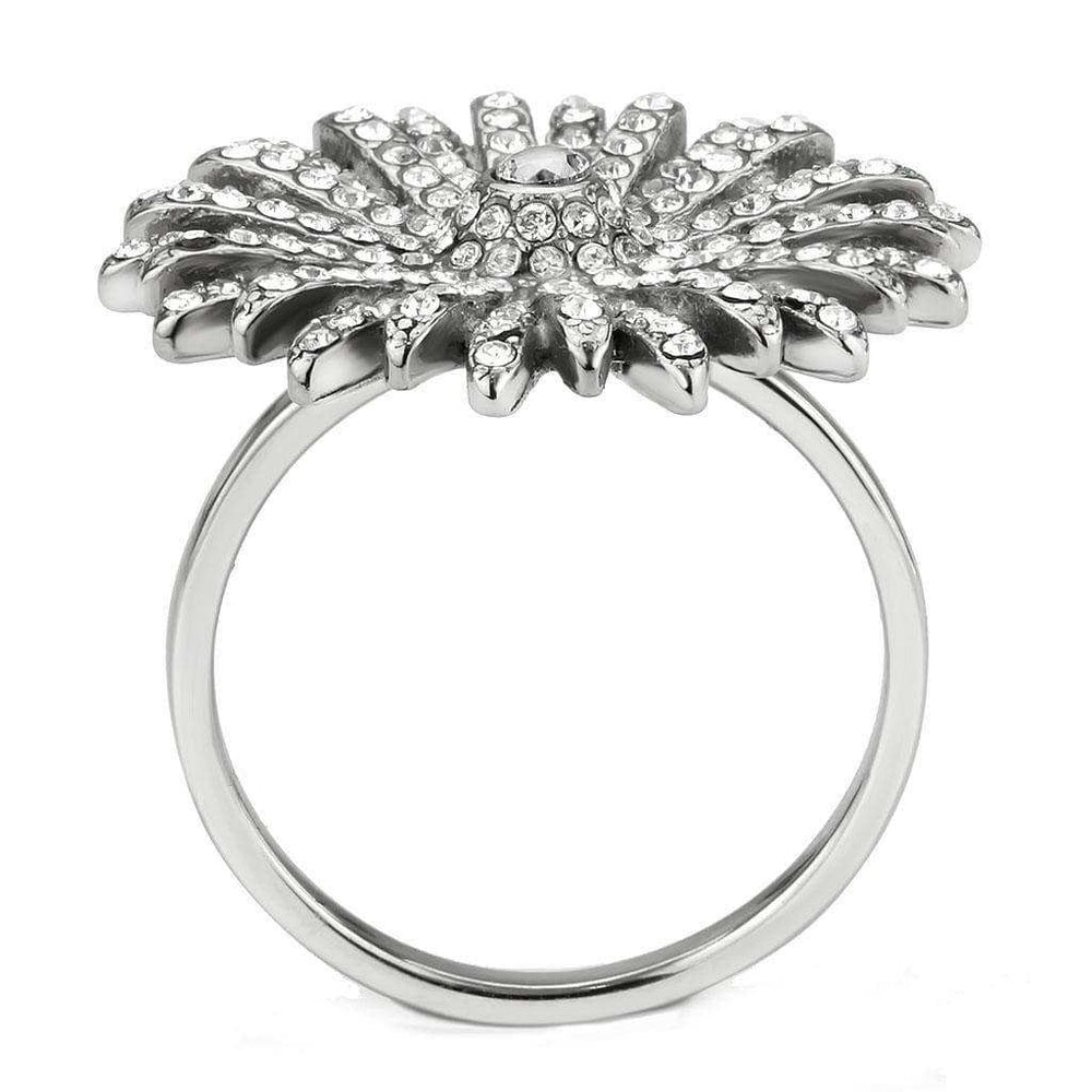 Alamode High polished (no plating) Stainless Steel Ring with AAA Grade CZ in Clear - Alamode - Flyclothing LLC