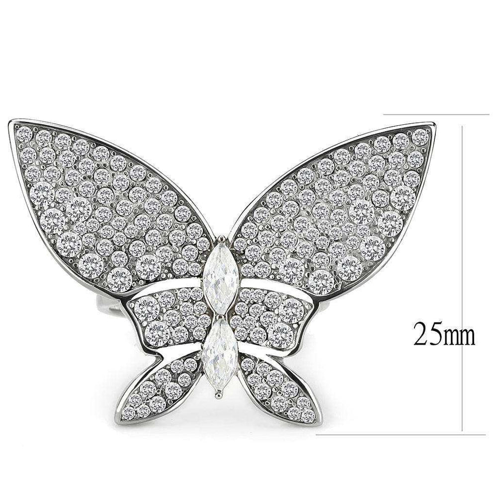Alamode High polished (no plating) Stainless Steel Ring with AAA Grade CZ in Clear - Alamode - Flyclothing LLC