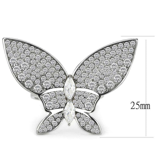Alamode High polished (no plating) Stainless Steel Ring with AAA Grade CZ in Clear - Alamode - Flyclothing LLC