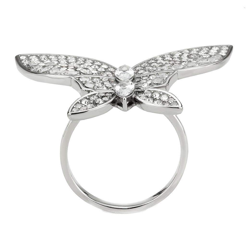 Alamode High polished (no plating) Stainless Steel Ring with AAA Grade CZ in Clear - Alamode - Flyclothing LLC