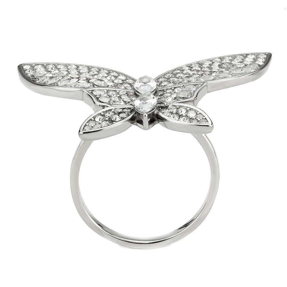 Alamode High polished (no plating) Stainless Steel Ring with AAA Grade CZ in Clear - Alamode - Flyclothing LLC