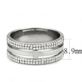 Alamode High polished (no plating) Stainless Steel Ring with AAA Grade CZ in Clear - Alamode - Flyclothing LLC