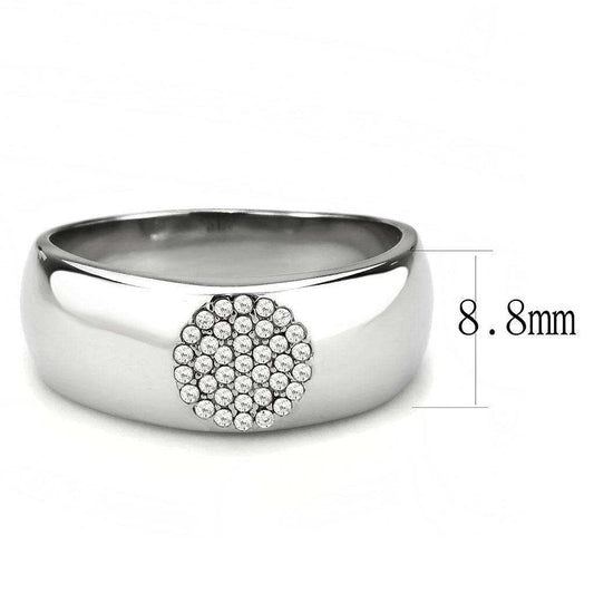Alamode High polished (no plating) Stainless Steel Ring with AAA Grade CZ in Clear - Alamode - Flyclothing LLC