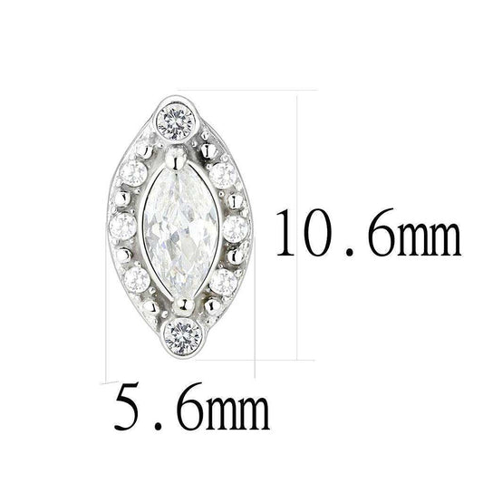 Alamode High polished (no plating) Stainless Steel Earrings with AAA Grade CZ in Clear - Alamode - Flyclothing LLC