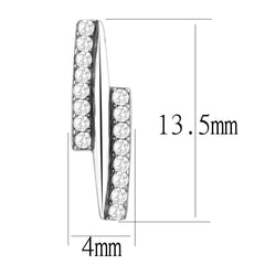 Alamode High polished (no plating) Stainless Steel Earrings with AAA Grade CZ in Clear - Alamode