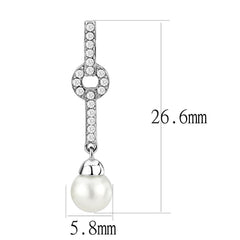 Alamode High polished (no plating) Stainless Steel Earrings with Synthetic Pearl in White - Alamode
