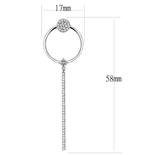 Alamode High polished (no plating) Stainless Steel Earrings with AAA Grade CZ in Clear - Alamode - Flyclothing LLC