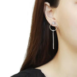 Alamode High polished (no plating) Stainless Steel Earrings with AAA Grade CZ in Clear - Alamode - Flyclothing LLC