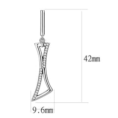 Alamode High polished (no plating) Stainless Steel Earrings with AAA Grade CZ in Clear - Alamode